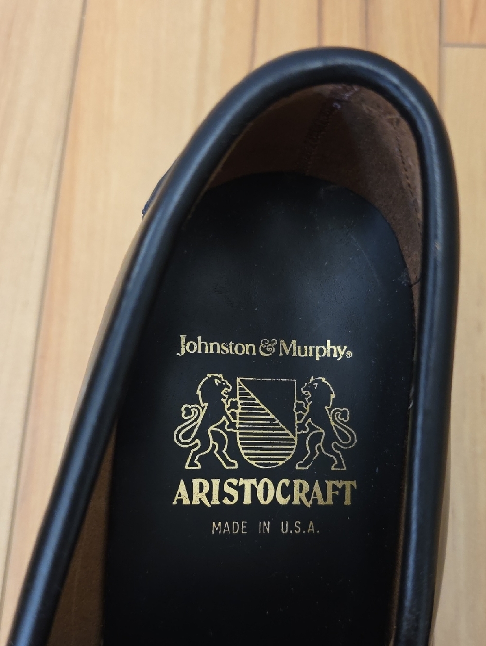 Johnston & Murphy ARISTOCRAFT Vintage Black Leather Penny Loafers Mens 9 - Picture 2 of 11